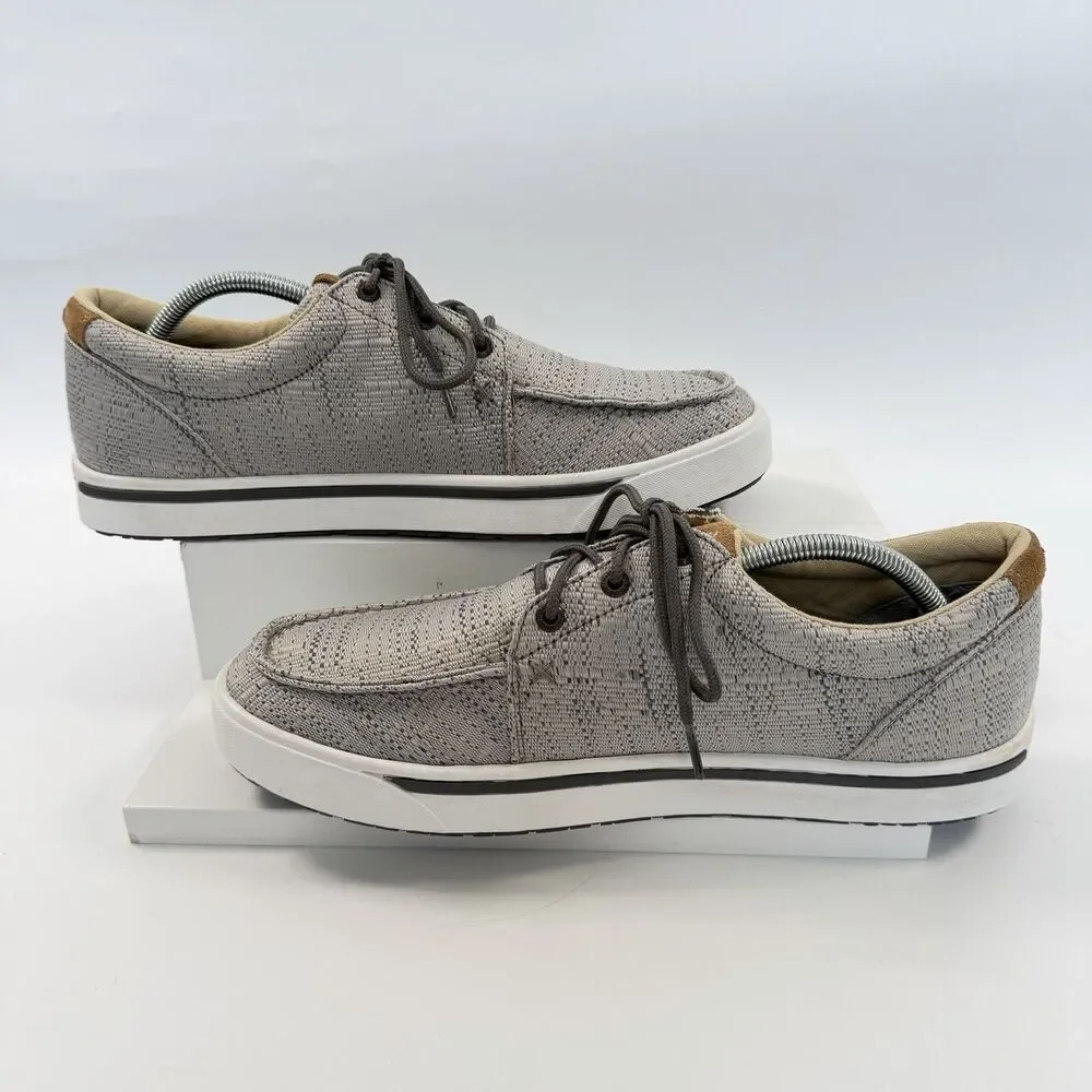 Twisted X Hooey Loper Casual Shoes Mens Gray Woven Boat Sneakers Size 10.5 M